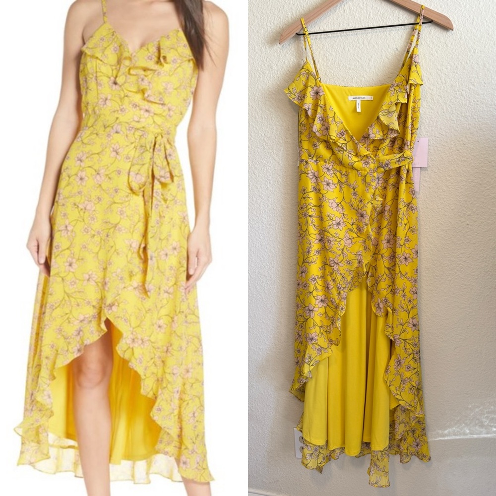Avec Les Filles Yellow and Purple Floral Dress-Size 4-NWT